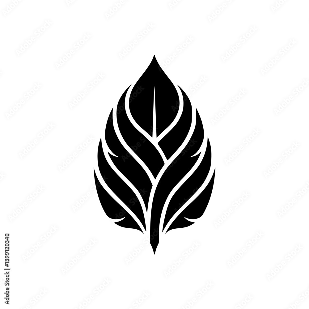 Minimalist Black and White Leaf Logo Design Minimalist Black and White Leaf Logo Design
