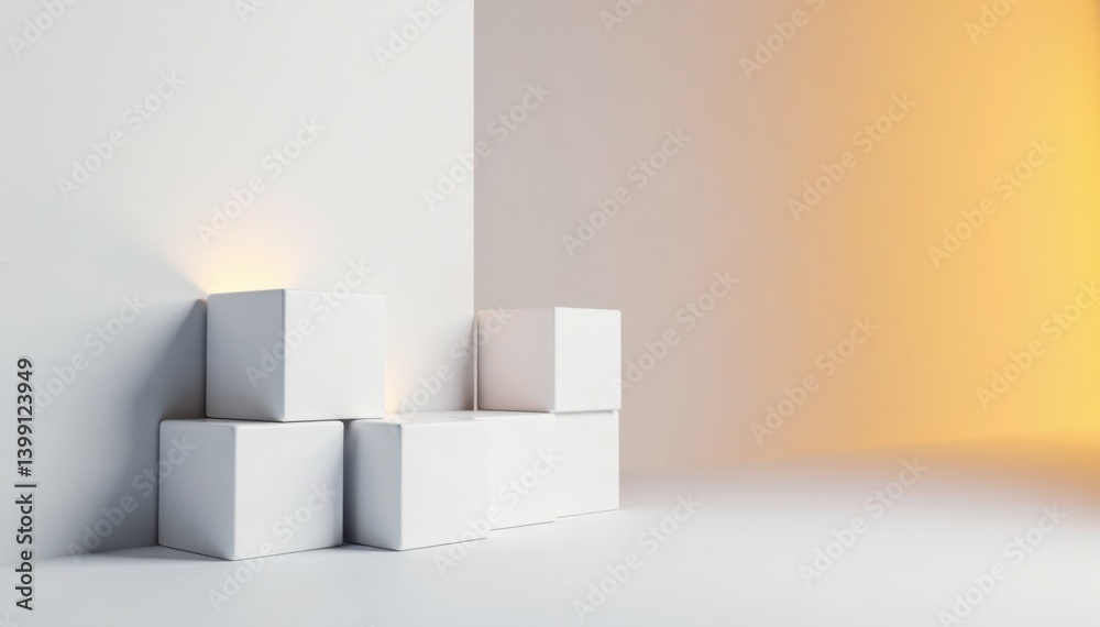 Shifting blocks of white cubes on a contrasting background, generating visual interest, modern design, white cube boxes Shifting blocks of white cubes on a contrasting background, generating visual interest, modern design, white cube boxes