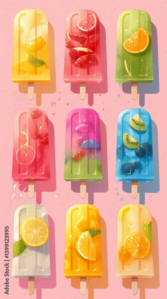 set of colorful icecream background set of colorful icecream background