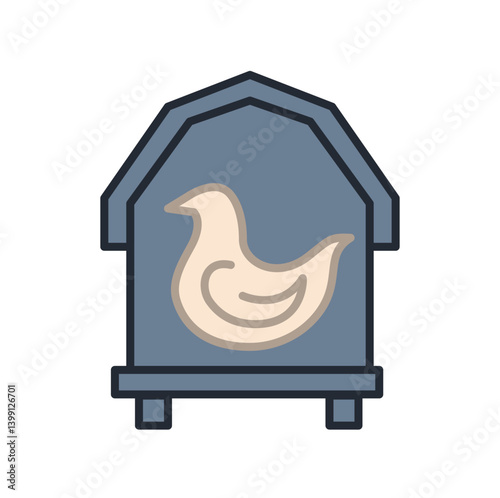 chicken coop flat icon illustration