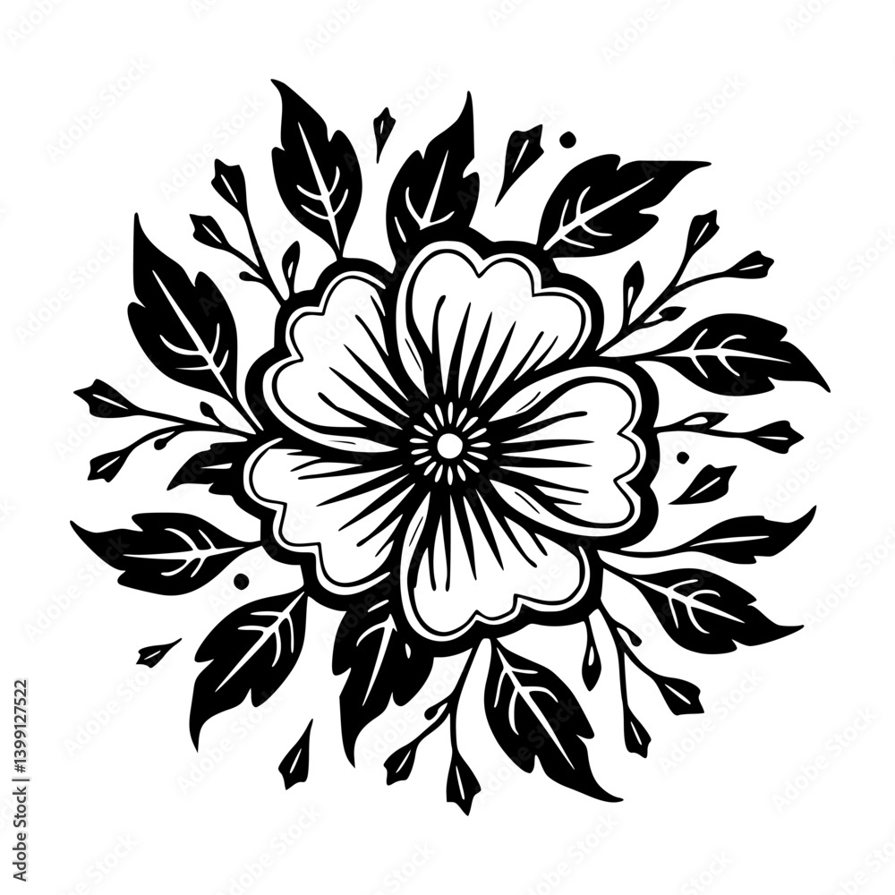 Fototapeta premium Elegant Black & White Floral Mandala Design