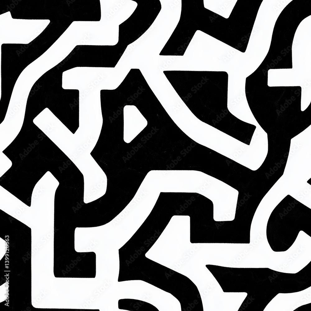 Abstract Black and White Maze Truchet Tile Seamless Pattern Abstract Black and White Maze Truchet Tile Seamless Pattern