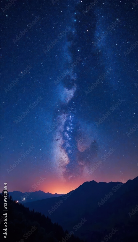 Naklejka premium Sparkling Stars in a Clear Night Sky , cosmic, stars