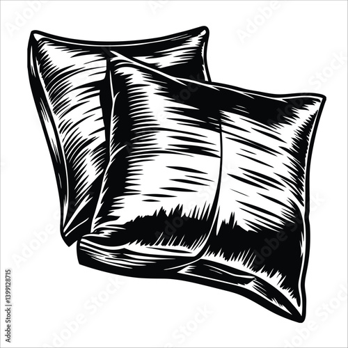 Linen Throw Pillow Covers Soft bedding features a white wool Pillow, coloring, black and white striped on a comfortable bed