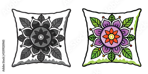 Linen Throw Pillow Covers Soft bedding features a white wool Pillow, coloring, black and white striped on a comfortable bed