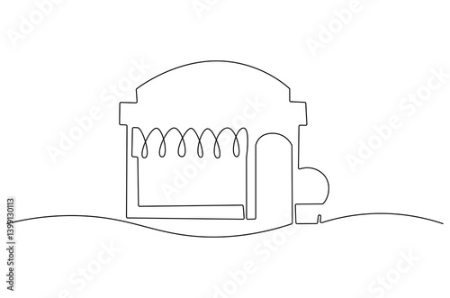 Continuous one line drawing of Coffeehouse or coffe shop. Single line drawing illustration of coffeshop or store. Building for business concept vector art. Doodle line illustration.