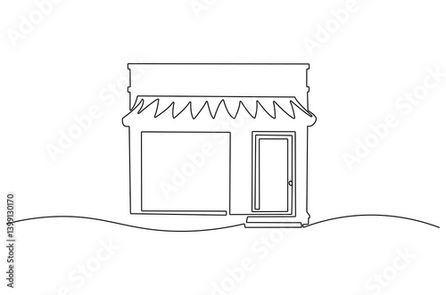 Continuous one line drawing of Coffeehouse or coffe shop. Single line drawing illustration of coffeshop or store. Building for business concept vector art. Doodle line illustration.