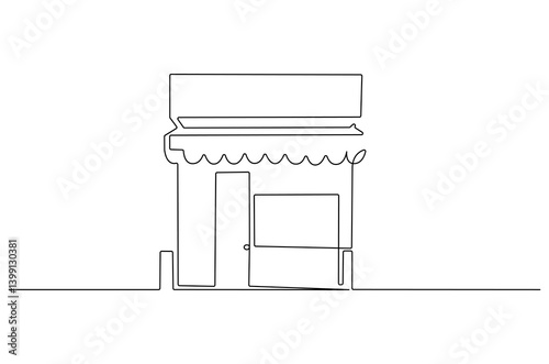 Continuous one line drawing of Coffeehouse or coffe shop. Single line drawing illustration of coffeshop or store. Building for business concept vector art. Doodle line illustration.