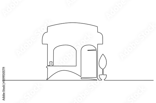 Continuous one line drawing of Coffeehouse or coffe shop. Single line drawing illustration of coffeshop or store. Building for business concept vector art. Doodle line illustration.
