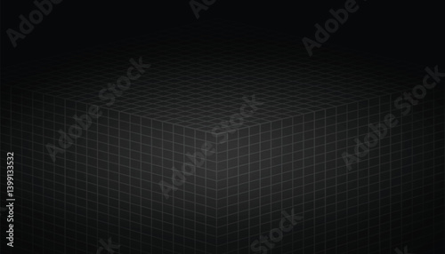 Black background with striped cubes in the darkness