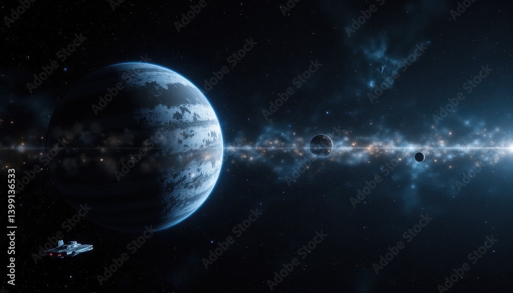 Fototapeta premium Alien planet and spaceship