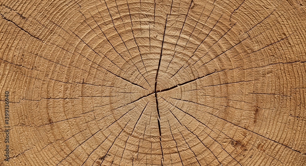 Fototapeta premium Detailed Tree Rings Pattern Revealing Growth and Age of the Wood Log