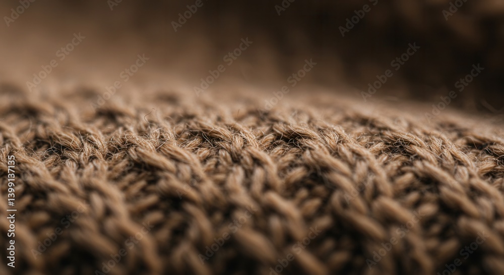 Detailed Macro View of Brown Knitted Wool Fabric Texture Surface Detailed Macro View of Brown Knitted Wool Fabric Texture Surface