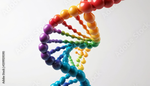 Fototapeta Naklejka Na Ścianę i Meble -  Colorful DNA helix structure with vibrant beads representing genetic material and diversity