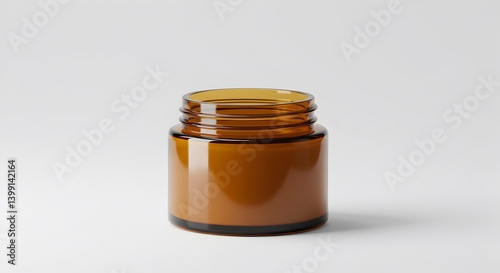Amber Glass Cosmetic Jar Mockup, Isolated, Professional, Product Presentation