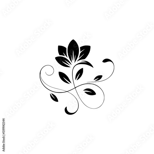 Elegant Black Floral Design on White Background