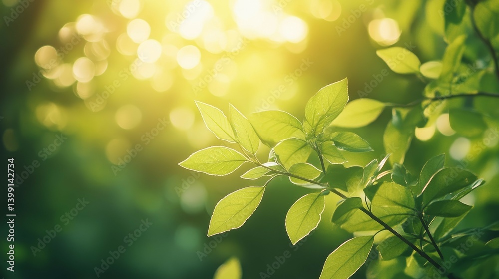 Green Leaves and Sunlight in Nature's Serene Embrace for Spring Green Leaves and Sunlight in Nature's Serene Embrace for Spring