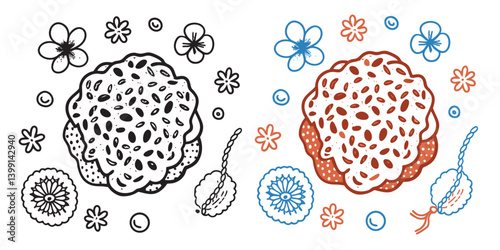 Natural Loofah Sponge vector illustrations feature home interior 