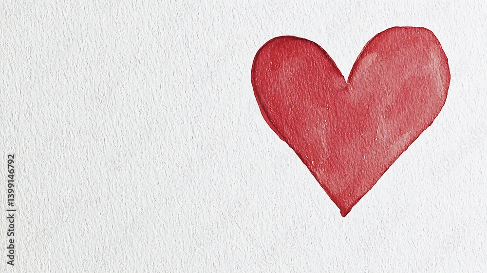 Vibrant Red Heart Shape Painted on Textured White Background for Love and Romance Themes Vibrant Red Heart Shape Painted on Textured White Background for Love and Romance Themes