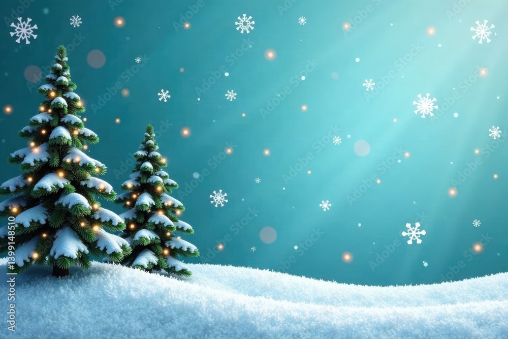 Winter festive banner with snowflakes and evergreen trees, festive, evergreen, winter Winter festive banner with snowflakes and evergreen trees, festive, evergreen, winter
