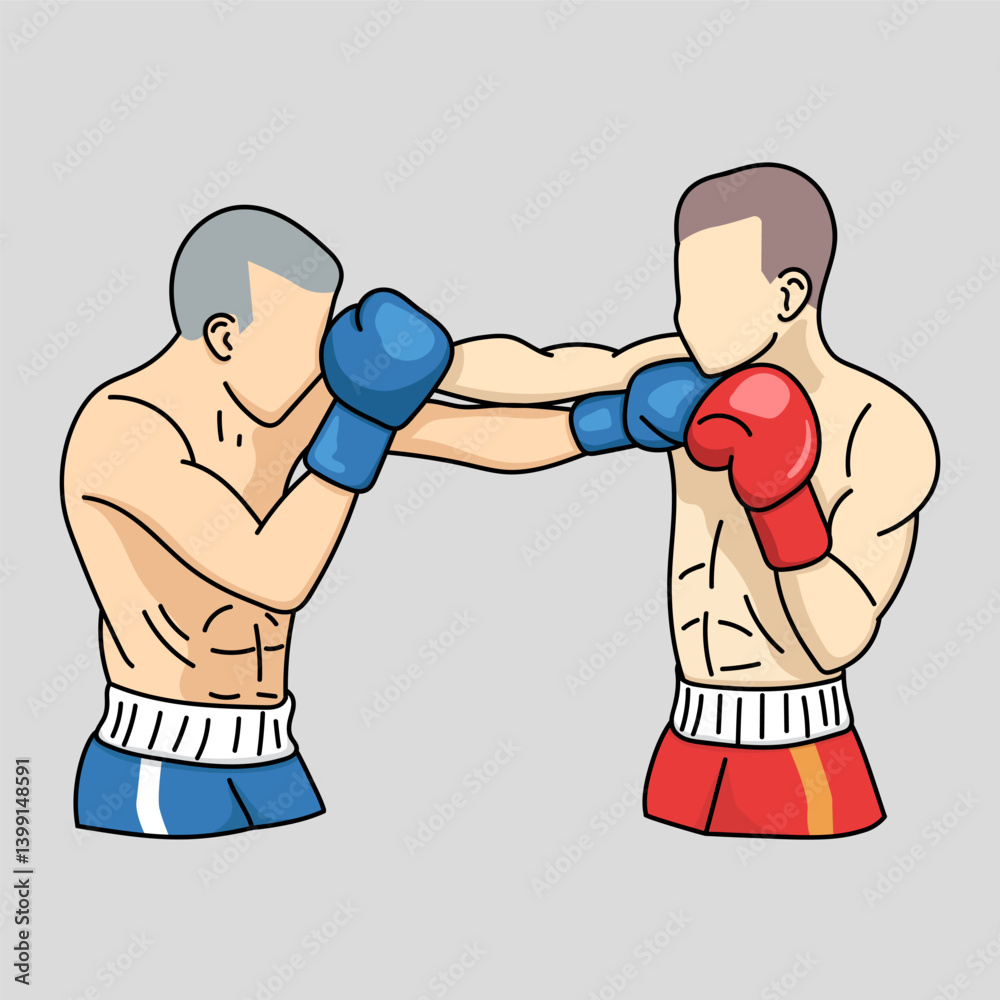 Two boxers in a fighting stance