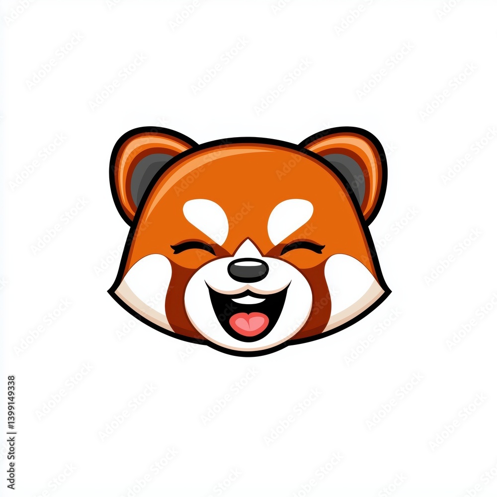 Cartoon illustration of a red panda with a playful expression and pink tongue sticking out Cartoon illustration of a red panda with a playful expression and pink tongue sticking out