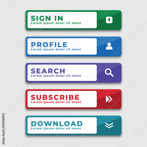 Web button sign design collection
