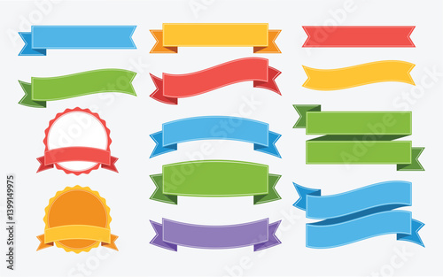 Ribbon banner design collections with different colors and shapes
