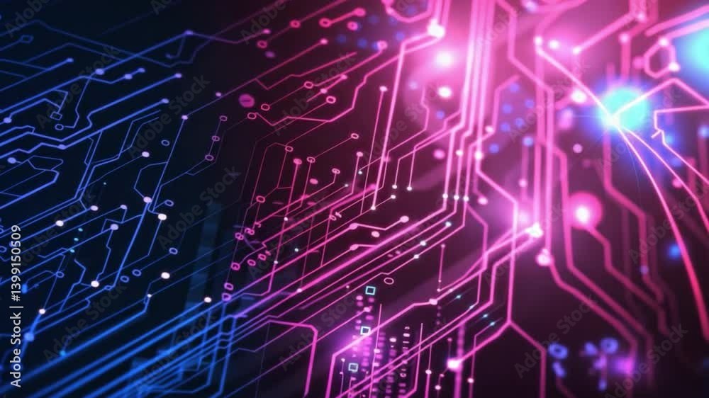 Vibrant Digital Circuit Technology An Abstract Background of Blue and Pink Patterns, Showcasing Innovation and Modern Design in Intricate Connectivity. Vibrant Digital Circuit Technology An Abstract Background of Blue and Pink Patterns, Showcasing Innovation and Modern Design in Intricate Connectivity.