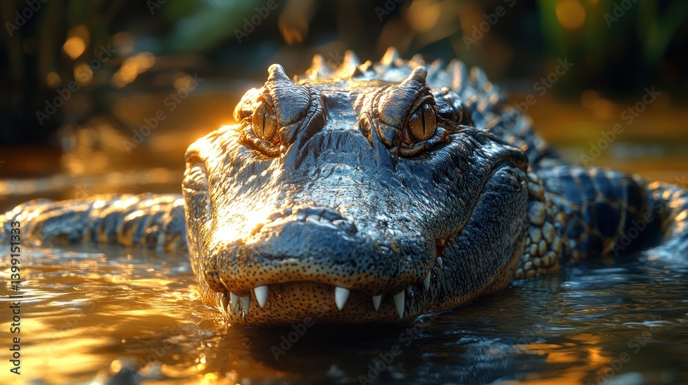 Fototapeta premium Spectacular Caiman in the Golden Hour