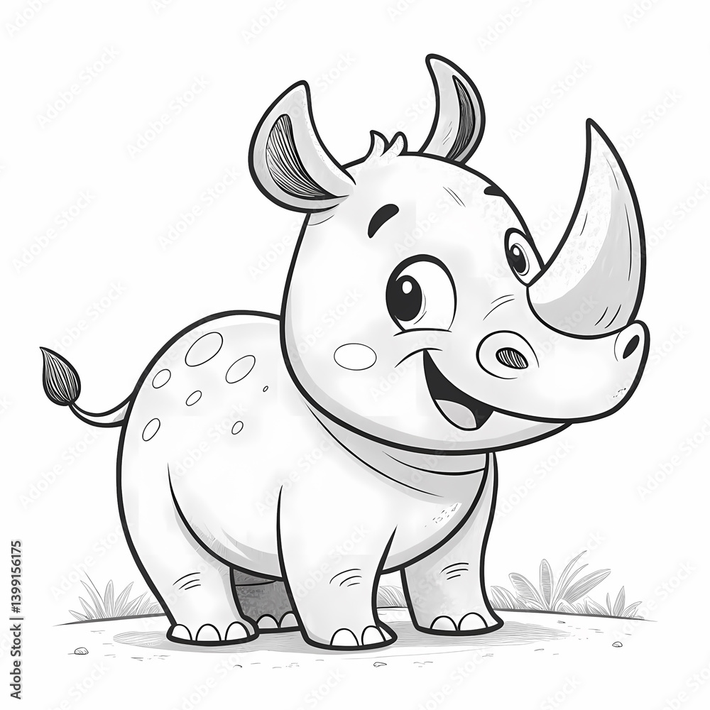 Fototapeta premium rhino cartoon coloring page