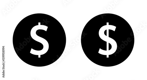 Dollar, money icon on black circle. USD currency sign symbol