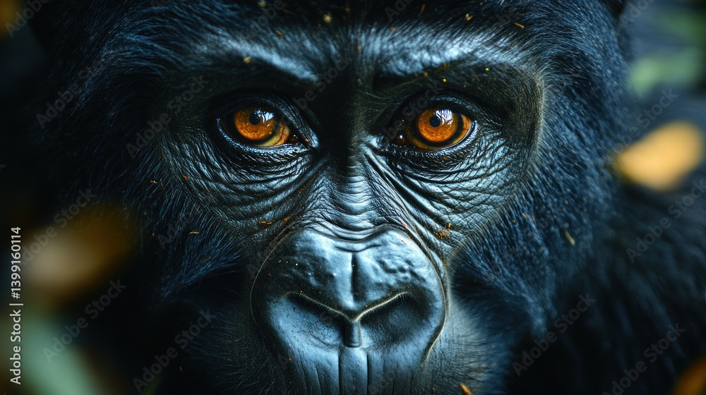 Intense Gaze: A Mountain Gorilla's Powerful Portrait Intense Gaze: A Mountain Gorilla's Powerful Portrait