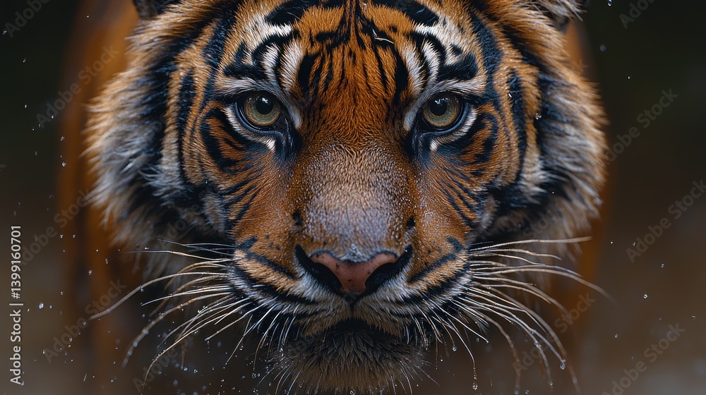 Fototapeta premium Majestic Sumatran Tiger Portrait: A Close Encounter with Nature's Apex Predator