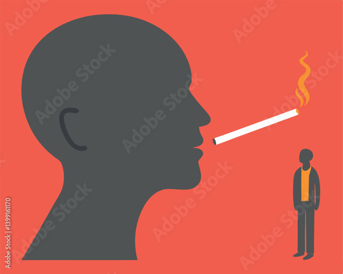 Smoking Kills: Silhouette of Person Smoking and Burning in Flames.