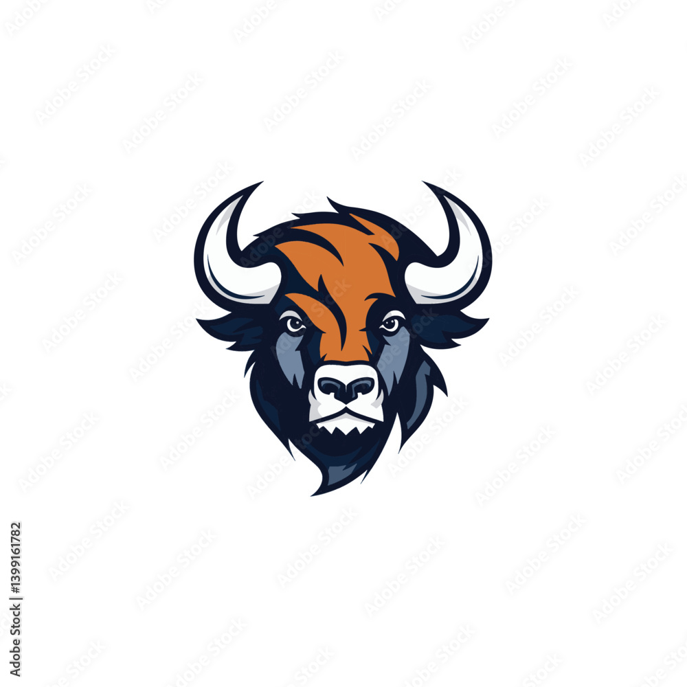 Fototapeta premium Stylized Buffalo Icon Vector Branding