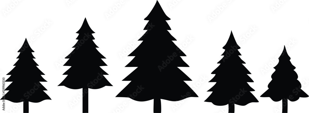 Fototapeta premium Festive green fir vector illustration, a winter holiday tree