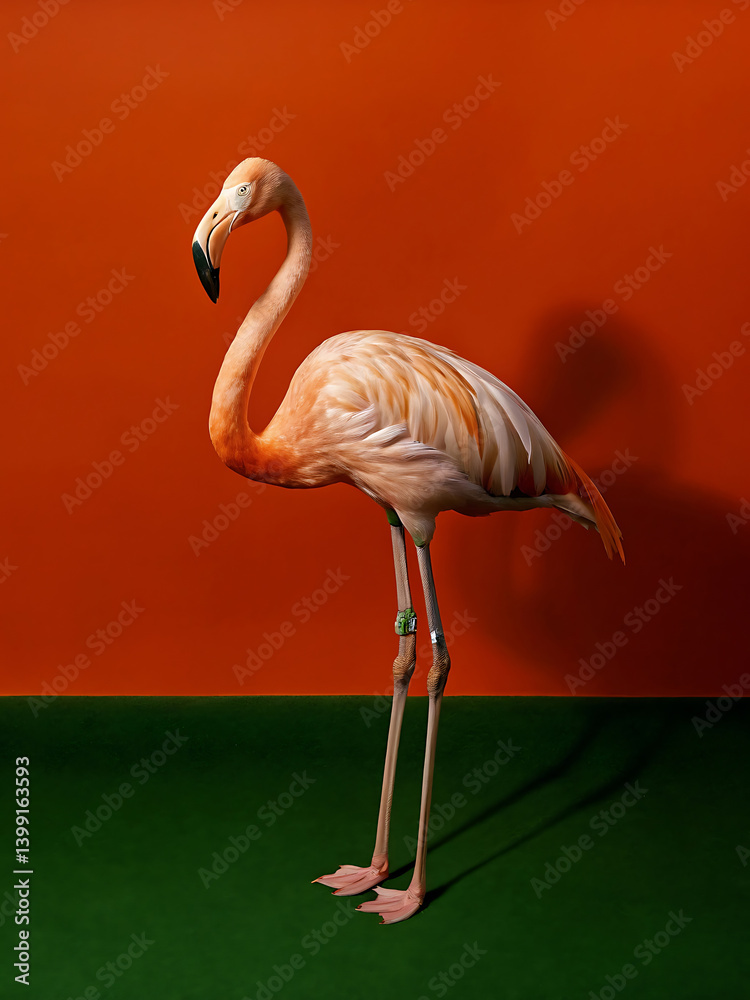 Obraz premium Elegant Flamingo Portrait A Stunning Study in Pink and Orange