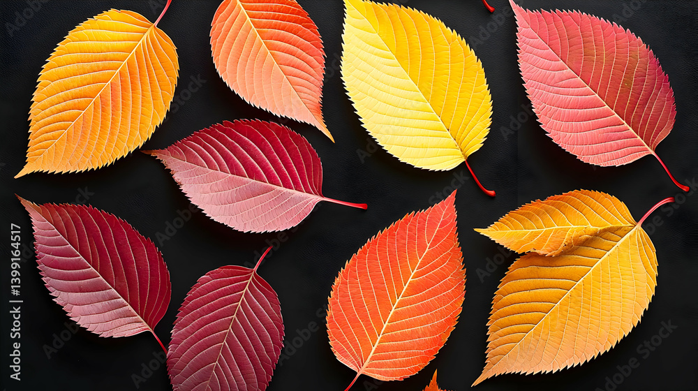 Obraz premium Colorful Autumn Leaves On Dark Background