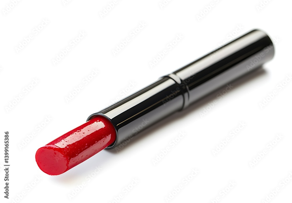Bright Red Lipstick on a White Background for Cosmetic and Makeup Product Promotion Bright Red Lipstick on a White Background for Cosmetic and Makeup Product Promotion