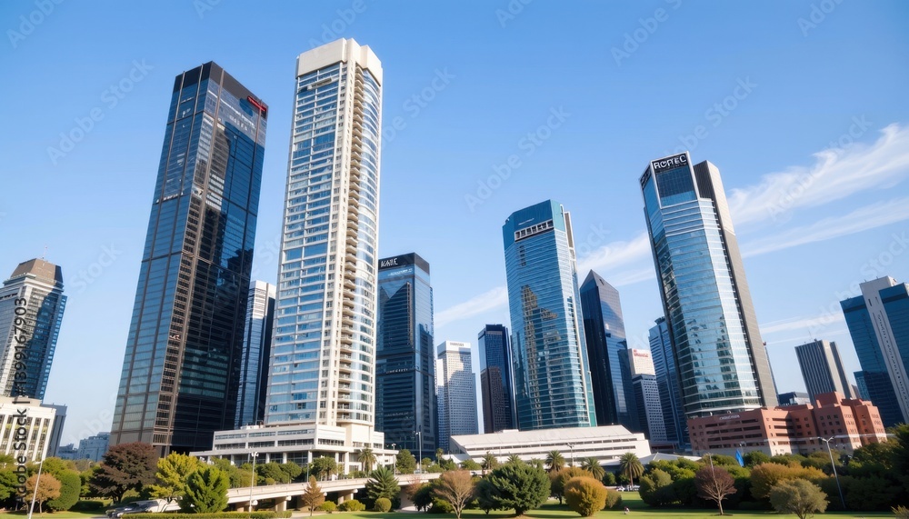 Modern skyscrapers showcasing urban development in houston texas architectural photography clear skies wide angle Modern skyscrapers showcasing urban development in houston texas architectural photography clear skies wide angle