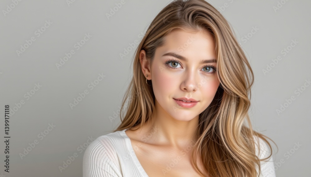 Model portrait studio photograph neutral background close-up beauty and fashion Model portrait studio photograph neutral background close-up beauty and fashion