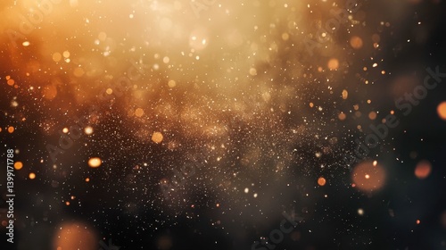 Abstract Gold Particles on Dark Background with Soft Bokeh Effect