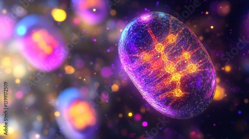 Obraz na płótnie a hyper-detailed 3D rendering of a futuristic nanomedicine lab, with glowing nanoparticles, w salonie