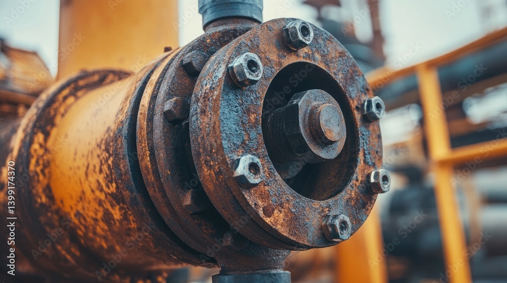 Rusty Industrial Pipe Close-Up: Corroded Metal Texture and Details of Aged Machinery Rusty Industrial Pipe Close-Up: Corroded Metal Texture and Details of Aged Machinery