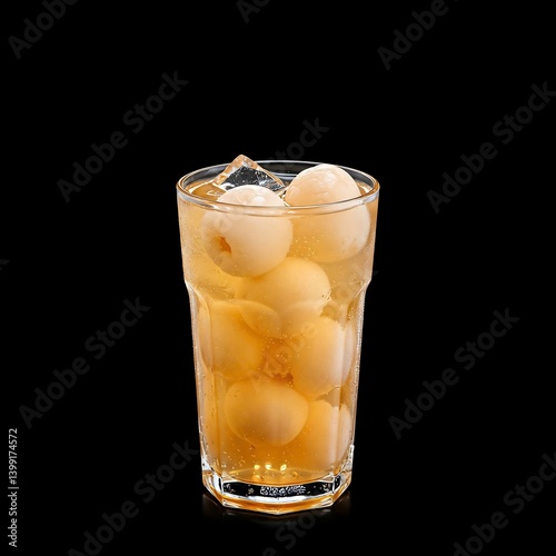 Wallpaper Mural A Vietnamese lychee iced tea with whole lychees, black background, street food  Torontodigital.ca