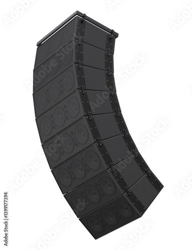 Photography Large Curved Line Array with Multiple Speakers in 3D render
