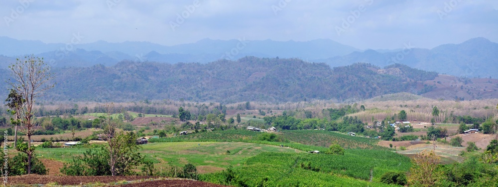 panorama of village in the mountains