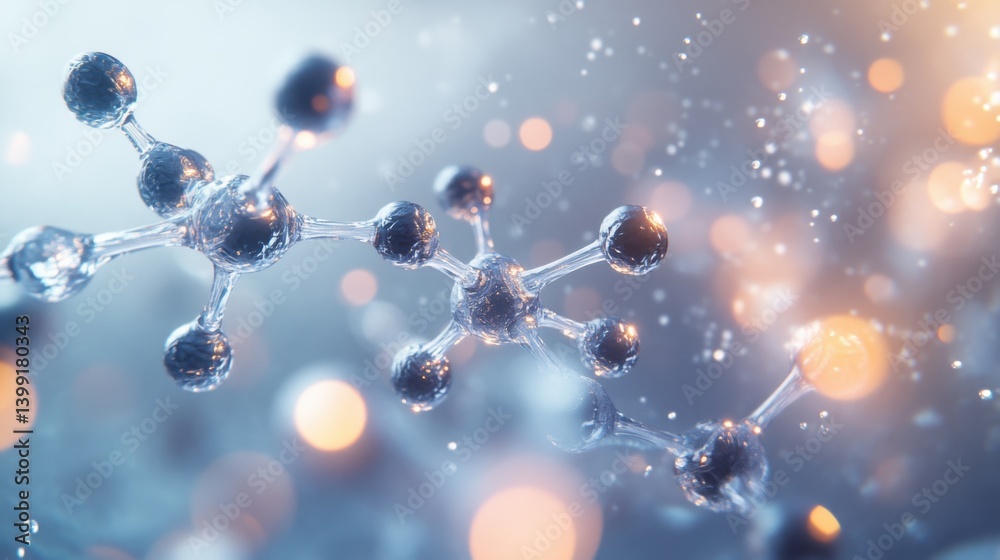 a hyper-detailed 3D rendering of a glucose molecule, with glowing carbon, hydrogen,