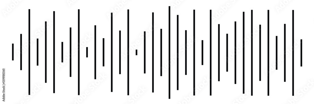Set of Black soundwave equalizer isolated on white background. Abstract music wave, radio signal frequency
and digital voice visualisation. Audio sound symb of vector illustration Set of Black soundwave equalizer isolated on white background. Abstract music wave, radio signal frequency
and digital voice visualisation. Audio sound symb of vector illustration